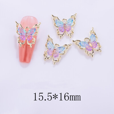10 τμχ 3D Spirit Butterfly Nail Art Charm Gradient Crystal Clear Radiant Butterfly Nail Στολίδι DIY Εξαιρετικά αξεσουάρ νυχιών