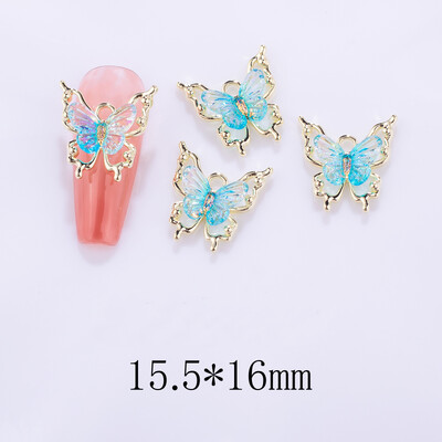 10 τμχ 3D Spirit Butterfly Nail Art Charm Gradient Crystal Clear Radiant Butterfly Nail Στολίδι DIY Εξαιρετικά αξεσουάρ νυχιών