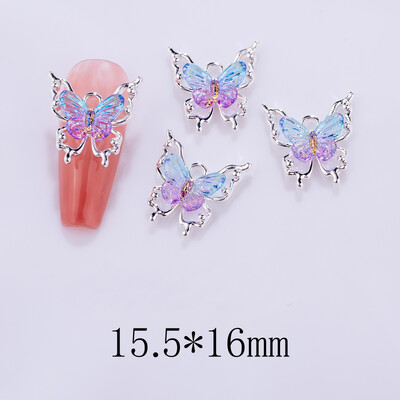 10 τμχ 3D Spirit Butterfly Nail Art Charm Gradient Crystal Clear Radiant Butterfly Nail Στολίδι DIY Εξαιρετικά αξεσουάρ νυχιών
