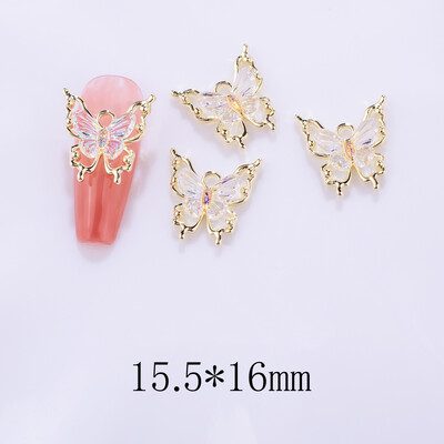 10 τμχ 3D Spirit Butterfly Nail Art Charm Gradient Crystal Clear Radiant Butterfly Nail Στολίδι DIY Εξαιρετικά αξεσουάρ νυχιών