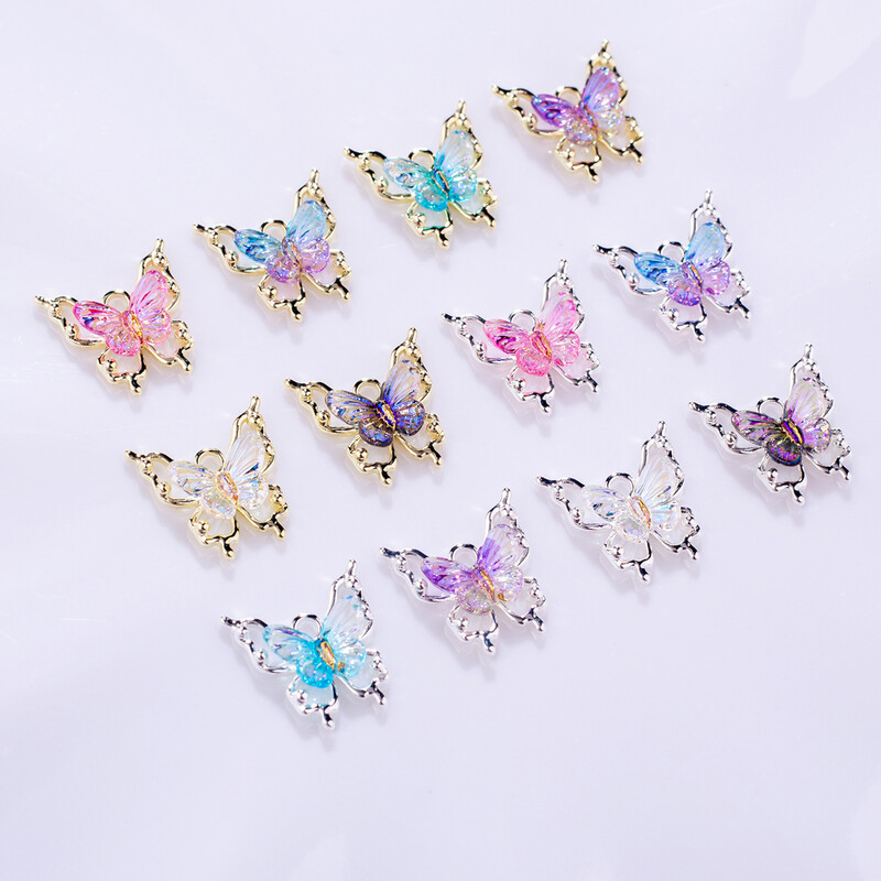 10 τμχ 3D Spirit Butterfly Nail Art Charm Gradient Crystal Clear Radiant Butterfly Nail Στολίδι DIY Εξαιρετικά αξεσουάρ νυχιών