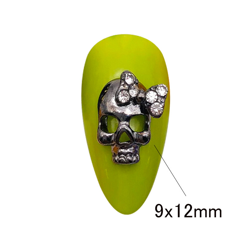 10 buc. Craniu auriu argintiu Decoratiuni 3D pentru arta unghiilor, bijuterii pentru unghii de Halloween din aliaj pentru instrumente de lac de unghii QB082-083