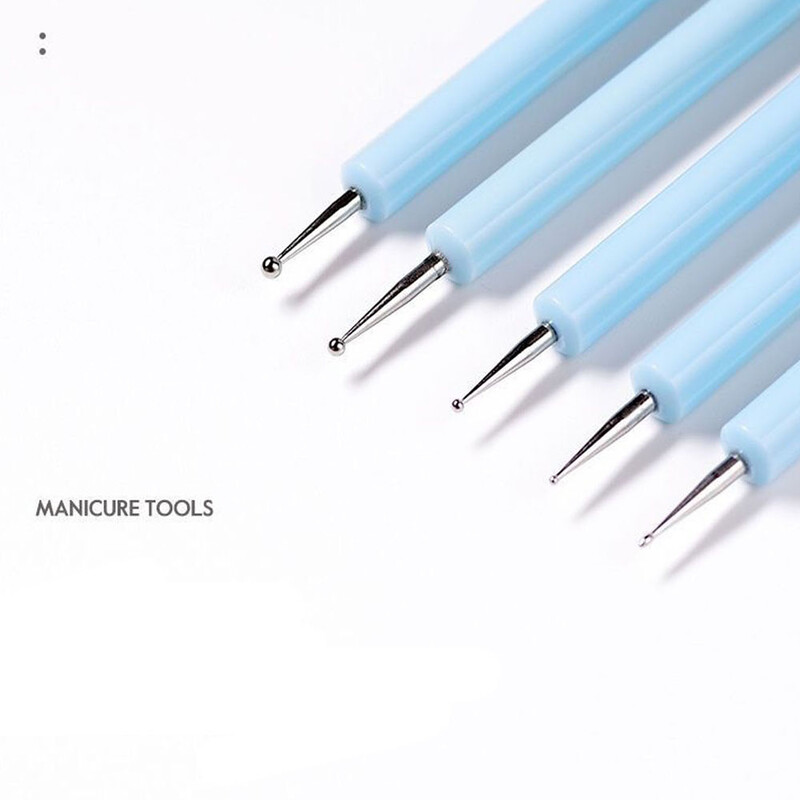 5 vnt / rinkinys Dvipusė silikoninė galvutė, drožinėjama taškavimo rašiklio šepetėlis, modeliuojantis nagų dailė, keramikos molio įrankis, pasidaryk pats.