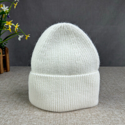 2024 Νέο χειμωνιάτικο καπέλο από μαλλιά κουνελιού Angora για γυναίκες Πλεκτό καπέλο φασολιών Καπέλο γυναικείο μαλακό ζεστό ταξίδι Skullies Beanies