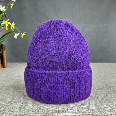 2024 Νέο χειμωνιάτικο καπέλο από μαλλιά κουνελιού Angora για γυναίκες Πλεκτό καπέλο φασολιών Καπέλο γυναικείο μαλακό ζεστό ταξίδι Skullies Beanies