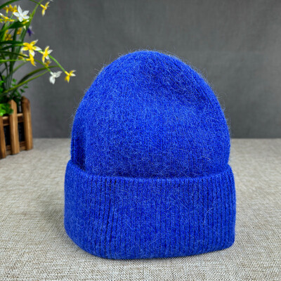 2024 Νέο χειμωνιάτικο καπέλο από μαλλιά κουνελιού Angora για γυναίκες Πλεκτό καπέλο φασολιών Καπέλο γυναικείο μαλακό ζεστό ταξίδι Skullies Beanies