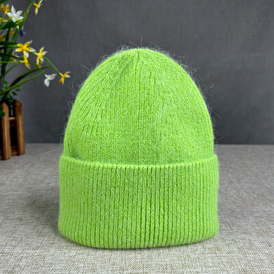 2024 Νέο χειμωνιάτικο καπέλο από μαλλιά κουνελιού Angora για γυναίκες Πλεκτό καπέλο φασολιών Καπέλο γυναικείο μαλακό ζεστό ταξίδι Skullies Beanies