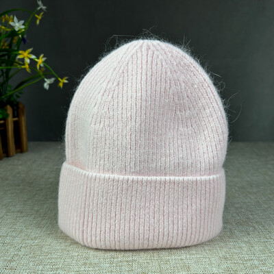 2024 Νέο χειμωνιάτικο καπέλο από μαλλιά κουνελιού Angora για γυναίκες Πλεκτό καπέλο φασολιών Καπέλο γυναικείο μαλακό ζεστό ταξίδι Skullies Beanies