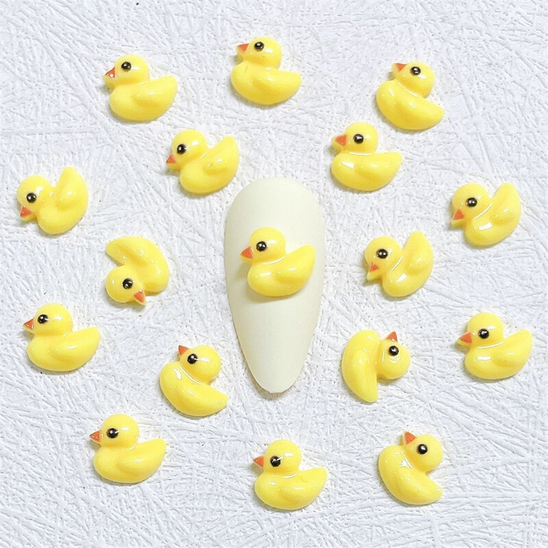10 komada 3D Little Yellow Duck Nail Art Charms Japanski izvrsni ukrasi od kamenčića za nokte DIY pribor za utiskivanje noktiju