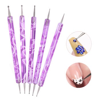 CNHIDS Acrylic Art Crystal Dotting Tools Professional Nail Brushes Set Diy Fake Nail Pattern Line Painting Pen Scarving Πινέλα