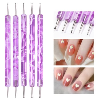 CNHIDS Acrylic Art Crystal Dotting Tools Professional Nail Brushes Set Diy Fake Nail Pattern Line Painting Pen Scarving Πινέλα