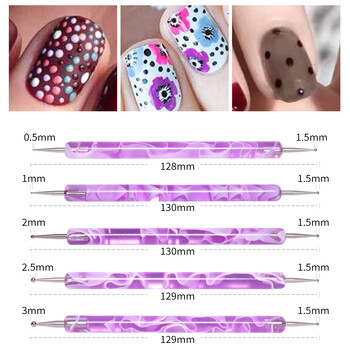 CNHIDS Acrylic Art Crystal Dotting Tools Professional Nail Brushes Set Diy Fake Nail Pattern Line Painting Pen Scarving Πινέλα