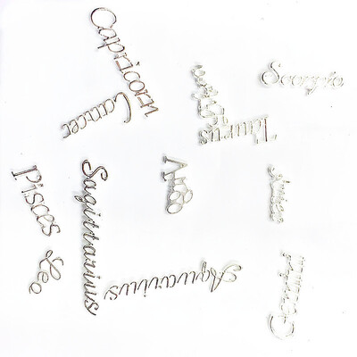 12 Σύμβολο αλφάβητου ζωδιακού κύκλου Χρυσός/Ασημί αστερισμός Γούρι νυχιών 3D κράμα Flatback DIY Αξεσουάρ νυχιών κοσμημάτων