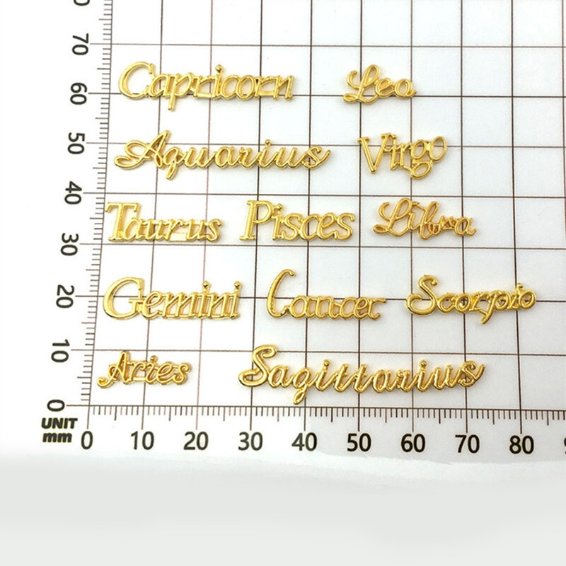 12 Σύμβολο αλφάβητου ζωδιακού κύκλου Χρυσός/Ασημί αστερισμός Γούρι νυχιών 3D κράμα Flatback DIY Αξεσουάρ νυχιών κοσμημάτων