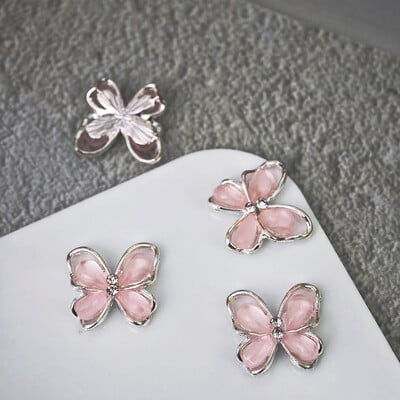 10 komada Pola mačje oko leptir Nail Art šarm 3D legure sjajni prozirni leptir ukrasi za nokte DIY luksuzni dodaci za nokte