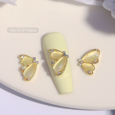 10 komada Pola mačje oko leptir Nail Art šarm 3D legure sjajni prozirni leptir ukrasi za nokte DIY luksuzni dodaci za nokte