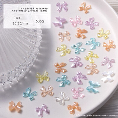 50 τμχ Summer Aurora Fairy Ribbon Bows Nail Art Charm 3D Kawaii Aurora Bear Κορδέλα Bowknot Καρδιά Διακόσμηση νυχιών DIY Κορδέλα νυχιών