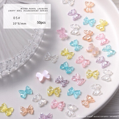 50 τμχ Summer Aurora Fairy Ribbon Bows Nail Art Charm 3D Kawaii Aurora Bear Κορδέλα Bowknot Καρδιά Διακόσμηση νυχιών DIY Κορδέλα νυχιών