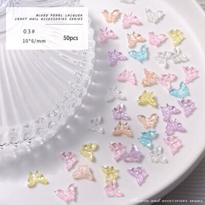 50 τμχ Summer Aurora Fairy Ribbon Bows Nail Art Charm 3D Kawaii Aurora Bear Κορδέλα Bowknot Καρδιά Διακόσμηση νυχιών DIY Κορδέλα νυχιών