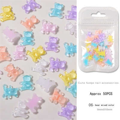 50 τμχ Summer Aurora Fairy Ribbon Bows Nail Art Charm 3D Kawaii Aurora Bear Κορδέλα Bowknot Καρδιά Διακόσμηση νυχιών DIY Κορδέλα νυχιών