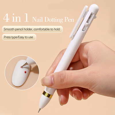 4 vienā Nail Art Dotting Tools Nail Drill Point Nagu instrumenti Punktu krāsošanas rīki Nail Point Drill Pen