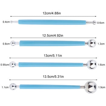 За шаблон за щамповане 4 бр. Точкова бормашина Биговаща писалка с Направи си сам топка Стилове Инструменти Спирала с двойна глава Глинени инструменти за скулптуриране