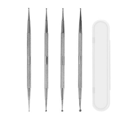 4 vnt Nail Art Dotting Pen Dviejų galų Taškų Kalnų krištolas gėlių Taškų rašiklis UV Gel Taškymo Piešimo Piešimo Piešimo Tušinukas „Pasidaryk pats“ įrankiai su dėžute