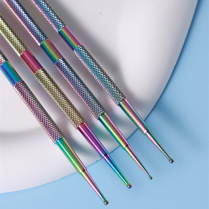 4 vnt Nail Art Dotting Pen Dviejų galų Taškų Kalnų krištolas gėlių Taškų rašiklis UV Gel Taškymo Piešimo Piešimo Piešimo Tušinukas „Pasidaryk pats“ įrankiai su dėžute