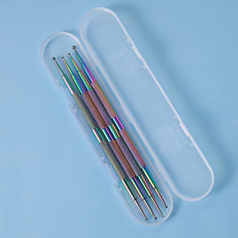 4 vnt Nail Art Dotting Pen Dviejų galų Taškų Kalnų krištolas gėlių Taškų rašiklis UV Gel Taškymo Piešimo Piešimo Piešimo Tušinukas „Pasidaryk pats“ įrankiai su dėžute