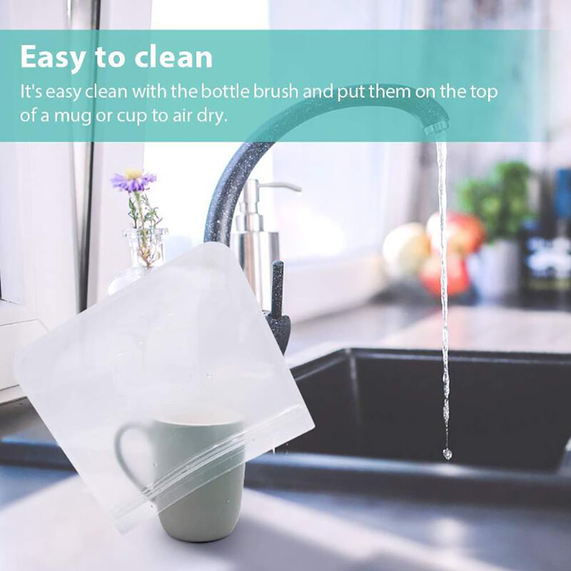 10kom Silikonska vrećica za pohranu hrane, nepropusna, višekratna samostojeća vrećica sa zatvaračem, šalica, vrećica za svježinu, vrećica za pohranu hrane, omot za svježe