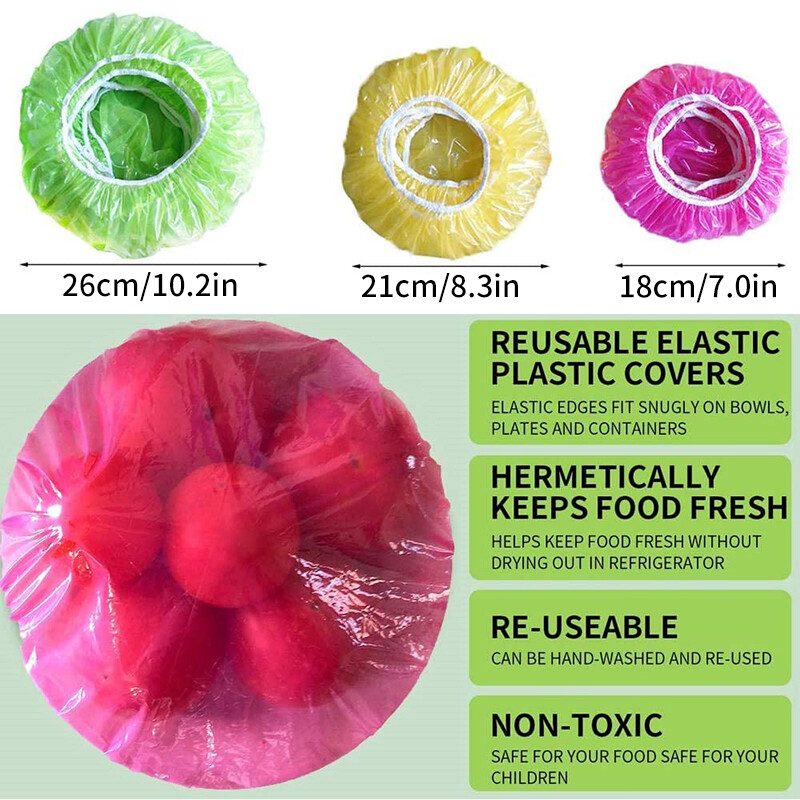 60kom Poklopci za hranu za višekratnu upotrebu Plastični omoti Elastični poklopci za hranu za zdjele s voćem Šalice Kape za pohranu Kuhinjske vrećice za čuvanje svježine