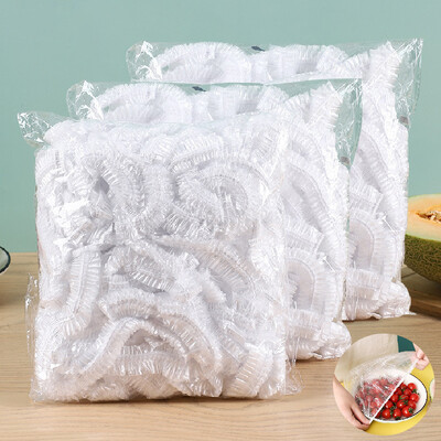 Eldobható élelmiszer tároló huzat Rugalmas friss élelmiszer huzatok Stretch Wrap tál edényhuzat ételtartó frissen tartó műanyag zacskók zuhanysapka