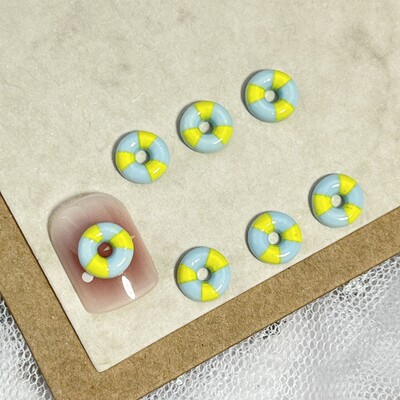 20 τεμ. New Beach Summer Hello Kitty Cartoon Αξεσουάρ νυχιών Μπλε και Λευκοί Κύκλοι κολύμβησης KT Cat Bow DIY Αξεσουάρ