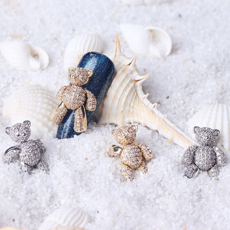 3D grezns zelts sudraba krāsa lāča sakausējums cirkons nagu mākslas rotājumi spīdīgi kristāli nagu rotaslietas kalnu akmens nagu aksesuāri