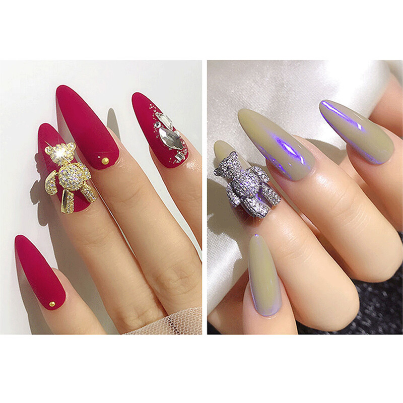 3D grezns zelts sudraba krāsa lāča sakausējums cirkons nagu mākslas rotājumi spīdīgi kristāli nagu rotaslietas kalnu akmens nagu aksesuāri