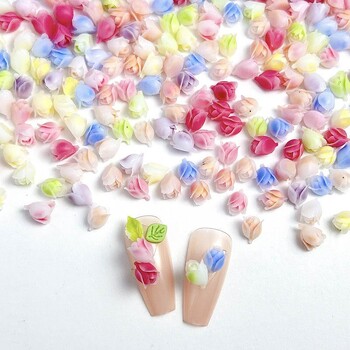 50PCS Matte Luminous Resin Tulip Nail Art Decoration Simulatied Tulip Bud Nail Charms for Making DIY Earrings Nails Supplies