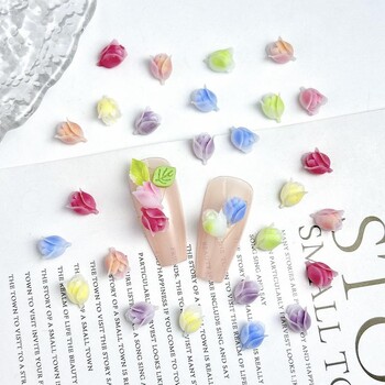 50PCS Matte Luminous Resin Tulip Nail Art Decoration Simulatied Tulip Bud Nail Charms for Making DIY Earrings Nails Supplies