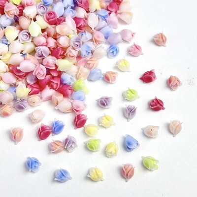 50PCS Matte Luminous Resin Tulip Nail Art Decoration Simulatied Tulip Bud Nail Charms for Making DIY Earrings Nails Supplies