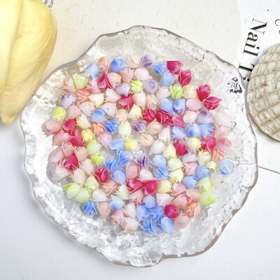 50PCS Matte Luminous Resin Tulip Nail Art Decoration Simulatied Tulip Bud Nail Charms for Making DIY Earrings Nails Supplies