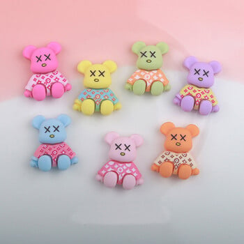 10 бр. Big Kawaii Bear Nail Art Charm 3D Matte Resin Shiny Color Bear Nail Decoration Направи си сам луксозни аксесоари за нокти в сладък стил