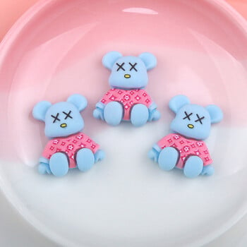 10 бр. Big Kawaii Bear Nail Art Charm 3D Matte Resin Shiny Color Bear Nail Decoration Направи си сам луксозни аксесоари за нокти в сладък стил