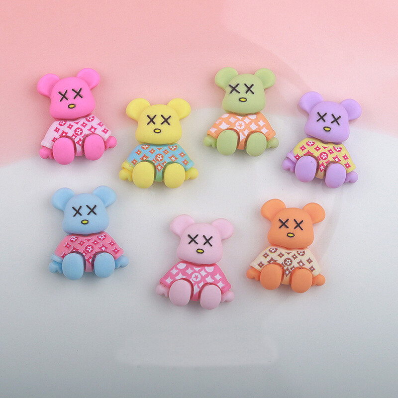 10 τμχ Big Kawaii Bear Nail Art Charm 3D ματ ρητίνη γυαλιστερό χρώμα Bear Διακόσμηση νυχιών DIY Πολυτελή χαριτωμένα αξεσουάρ νυχιών