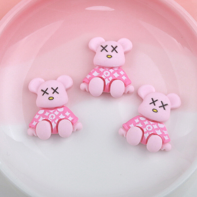 10 τμχ Big Kawaii Bear Nail Art Charm 3D ματ ρητίνη γυαλιστερό χρώμα Bear Διακόσμηση νυχιών DIY Πολυτελή χαριτωμένα αξεσουάρ νυχιών