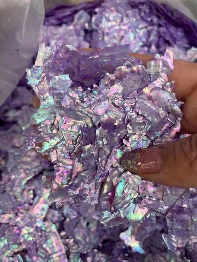 5g/vrećica Prirodna abalona školjka Nepravilna holografska kriška sa svjetlucavim noktima Nail Art Accessorie 3D šarm ukrasna tanka svjetlucava pahuljica