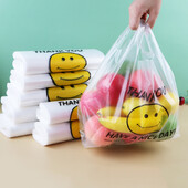 50 τμχ Πλαστική σακούλα 3 μεγεθών Τσάντες αποθήκευσης τροφίμων με λαβή σούπερ μάρκετ Παντοπωλείο Χρήσιμη τσάντα αγορών Καλάθι αποθήκευσης κουζίνας