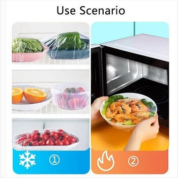 Κάλυμμα φαγητού μίας χρήσης Πλαστική μεμβράνη Φρούτα κάλυμμα μπολ τροφίμων Τσάντες ντους Καπάκι ντους Ελαστική τσάντα αποθήκευσης ποιότητας τροφίμων Οργανωτή κουζίνας