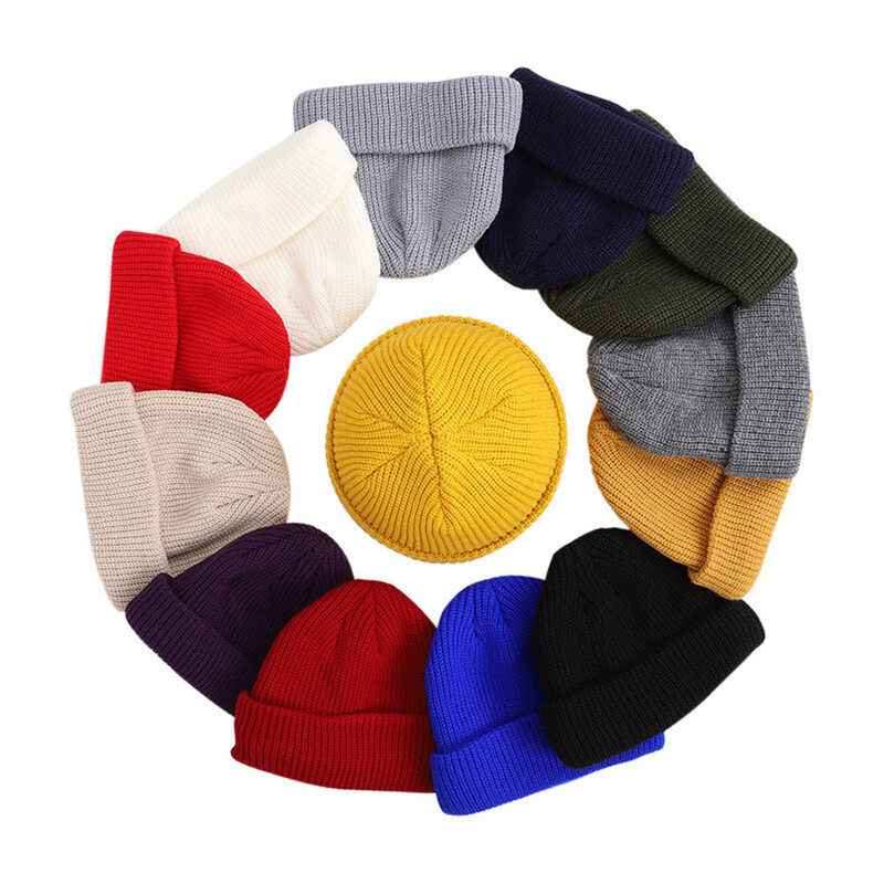 Winter Warm Beanies Casual με κοντή κλωστή Hip hop καπέλο για ενήλικες άντρες Γυναικείο μάλλινο πλεκτό καπέλο κρανίου ελαστικό unisex