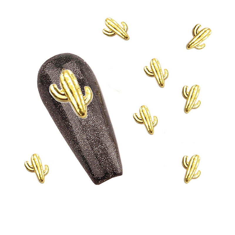 Ιαπωνικά γούρι για νύχια, κορώνα, κάκτος, διακοσμητικά νυχιών, κοσμήματα από κράμα, πριτσίνια, μεταλλικά αξεσουάρ, 10 τμχ