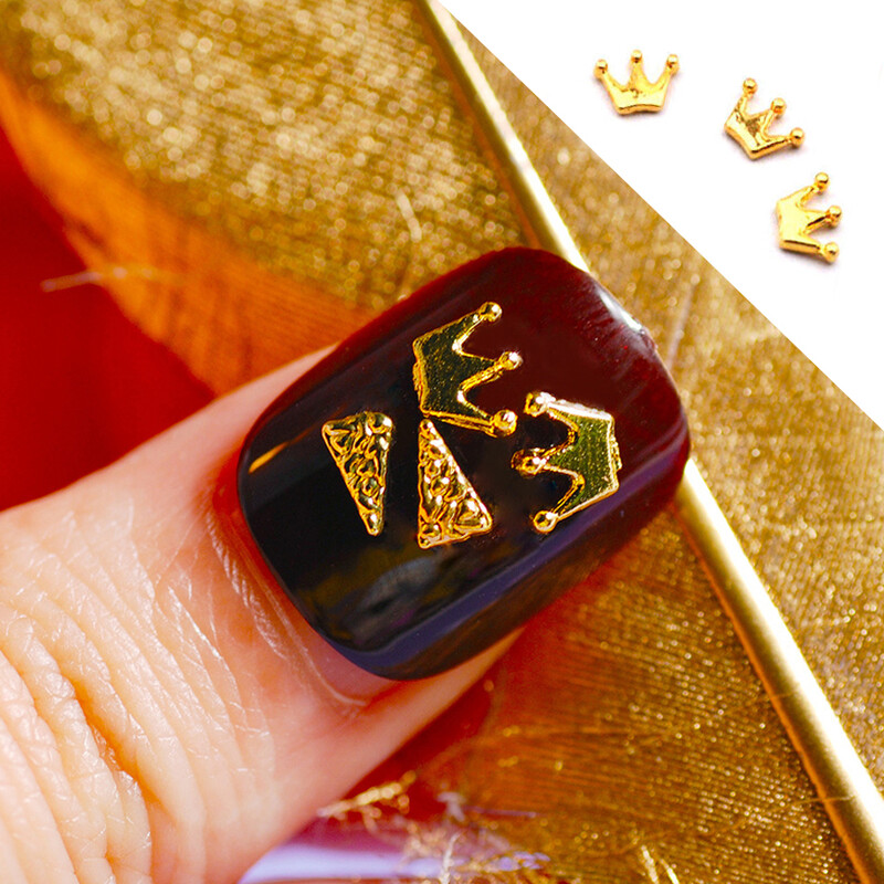 Ιαπωνικά γούρι για νύχια, κορώνα, κάκτος, διακοσμητικά νυχιών, κοσμήματα από κράμα, πριτσίνια, μεταλλικά αξεσουάρ, 10 τμχ