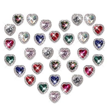 10 τμχ Loving Heart Nail Art Charms 3D κράμα για την Ημέρα του Αγίου Βαλεντίνου Luxury Glitter σχήμα καρδιάς Nail Rhinestone Χαριτωμένα DIY αξεσουάρ νυχιών